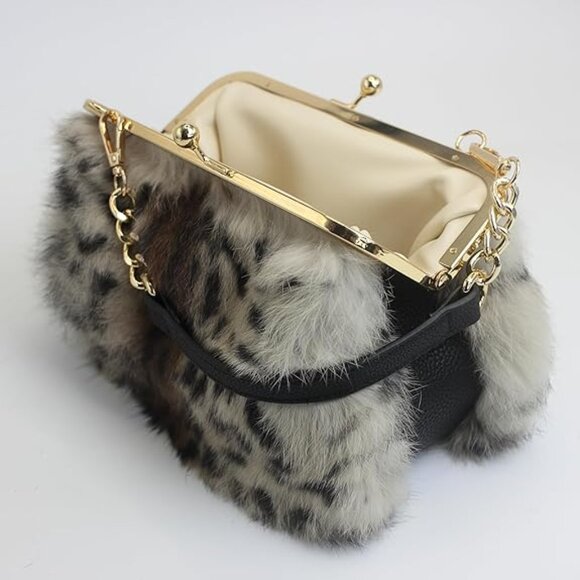 Neiman Marcus Elegant Snow Leopard Print Handbag - Picture 4 of 6